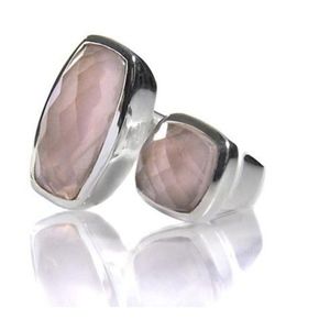 Two Stone Non-Connect Ring Rose Quartz - Size 7